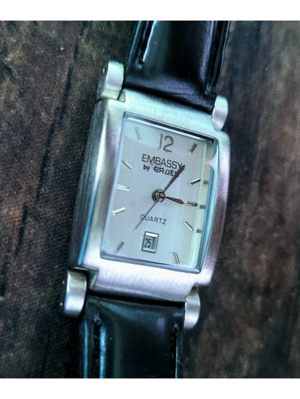 Rare Embassy Gruen Vintage Women's Hinged Lug Tank Watch